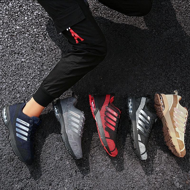 Men’s Air Cushion Lace-Up Running Sneakers – Breathable Athletic Shoes