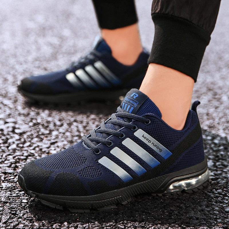 Men’s Air Cushion Lace-Up Running Sneakers – Breathable Athletic Shoes