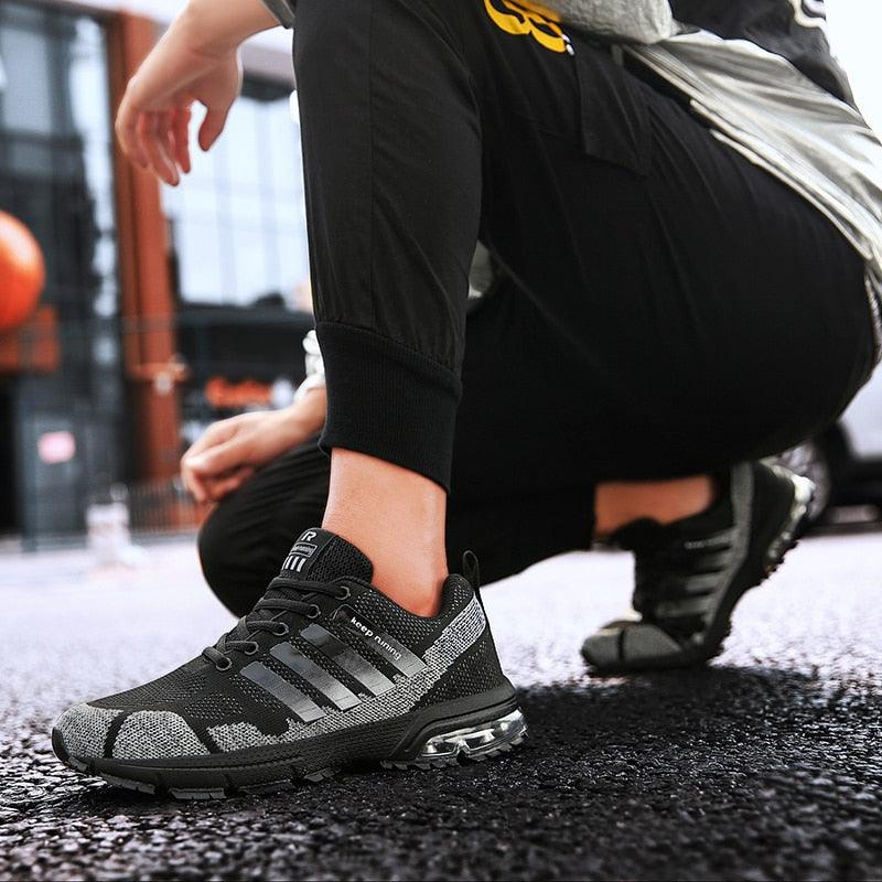 Men’s Air Cushion Lace-Up Running Sneakers – Breathable Athletic Shoes