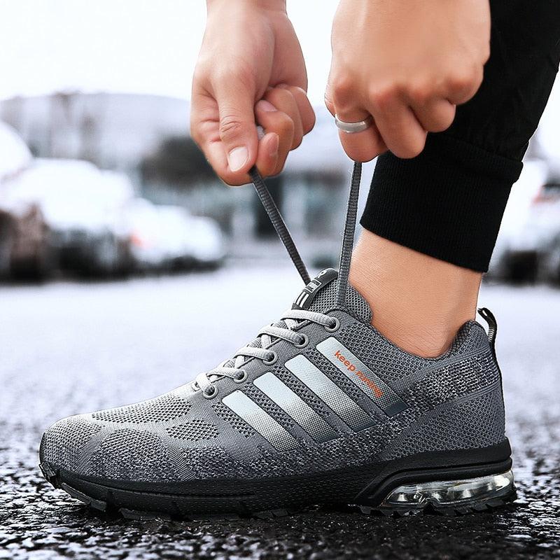 Men’s Air Cushion Lace-Up Running Sneakers – Breathable Athletic Shoes