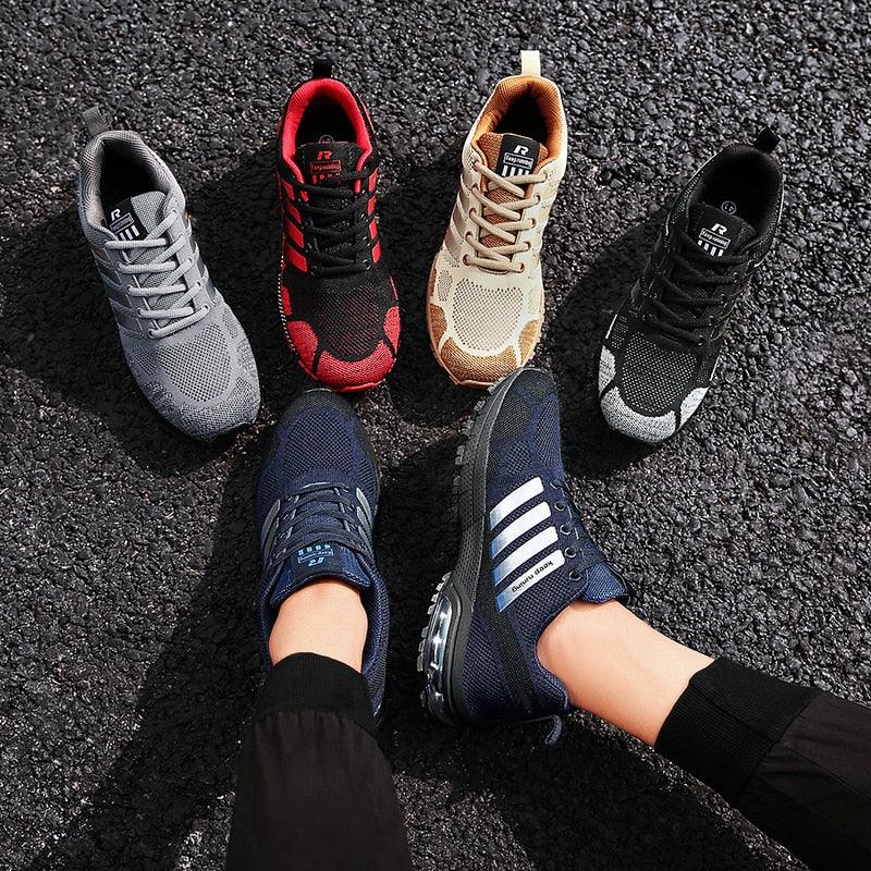 Men’s Air Cushion Lace-Up Running Sneakers – Breathable Athletic Shoes
