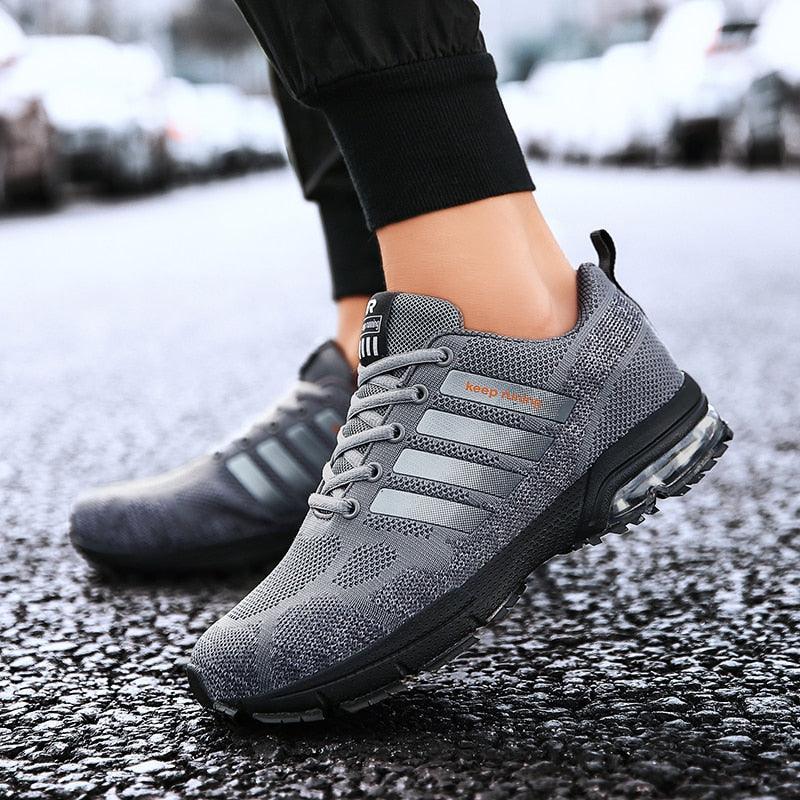 Men’s Air Cushion Lace-Up Running Sneakers – Breathable Athletic Shoes
