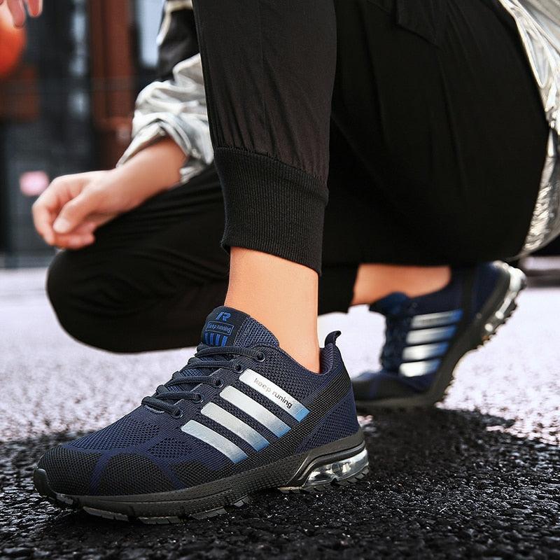 Men’s Air Cushion Lace-Up Running Sneakers – Breathable Athletic Shoes