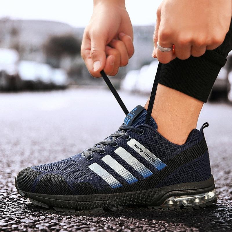 Men’s Air Cushion Lace-Up Running Sneakers – Breathable Athletic Shoes