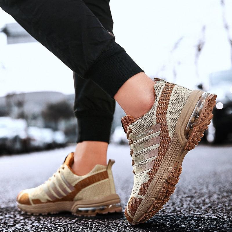 Men’s Air Cushion Lace-Up Running Sneakers – Breathable Athletic Shoes